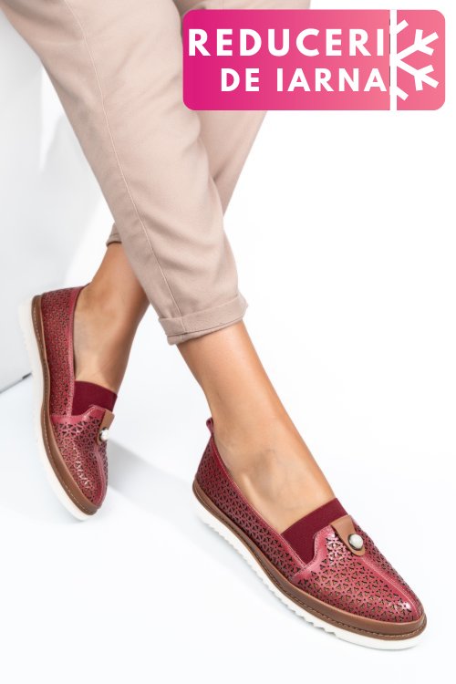Mocasini rosii piele naturala 1pc26