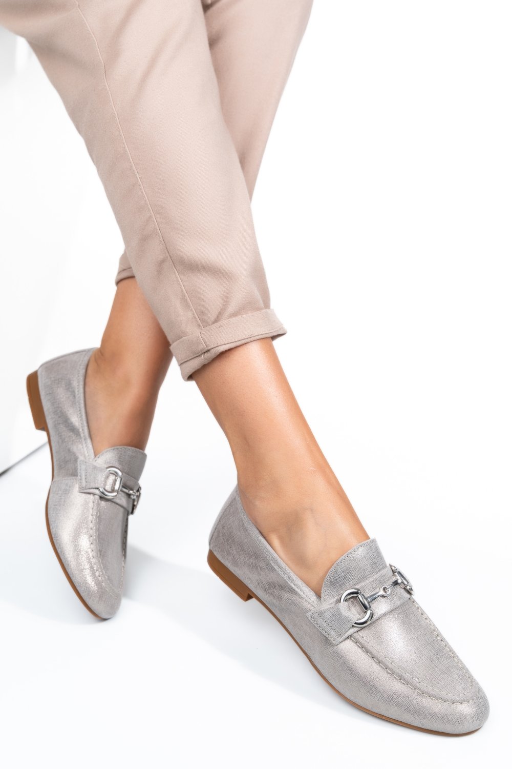 MOCASINI FEMEI PIELE NATURALA GRI WS-263R19