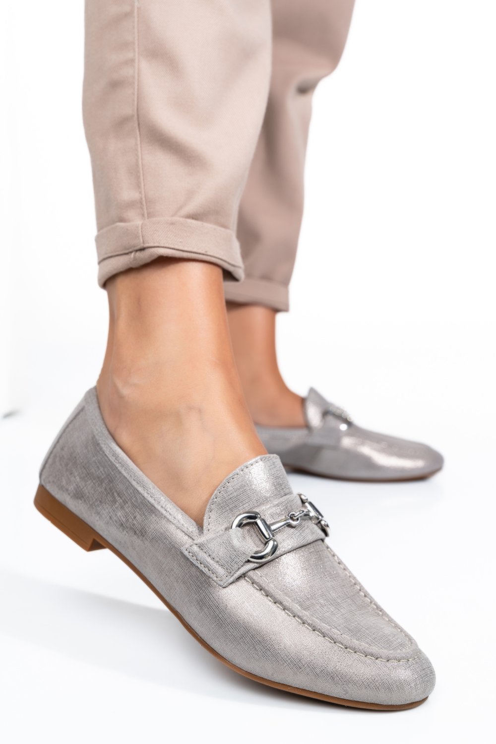 MOCASINI FEMEI PIELE NATURALA GRI WS-263R19