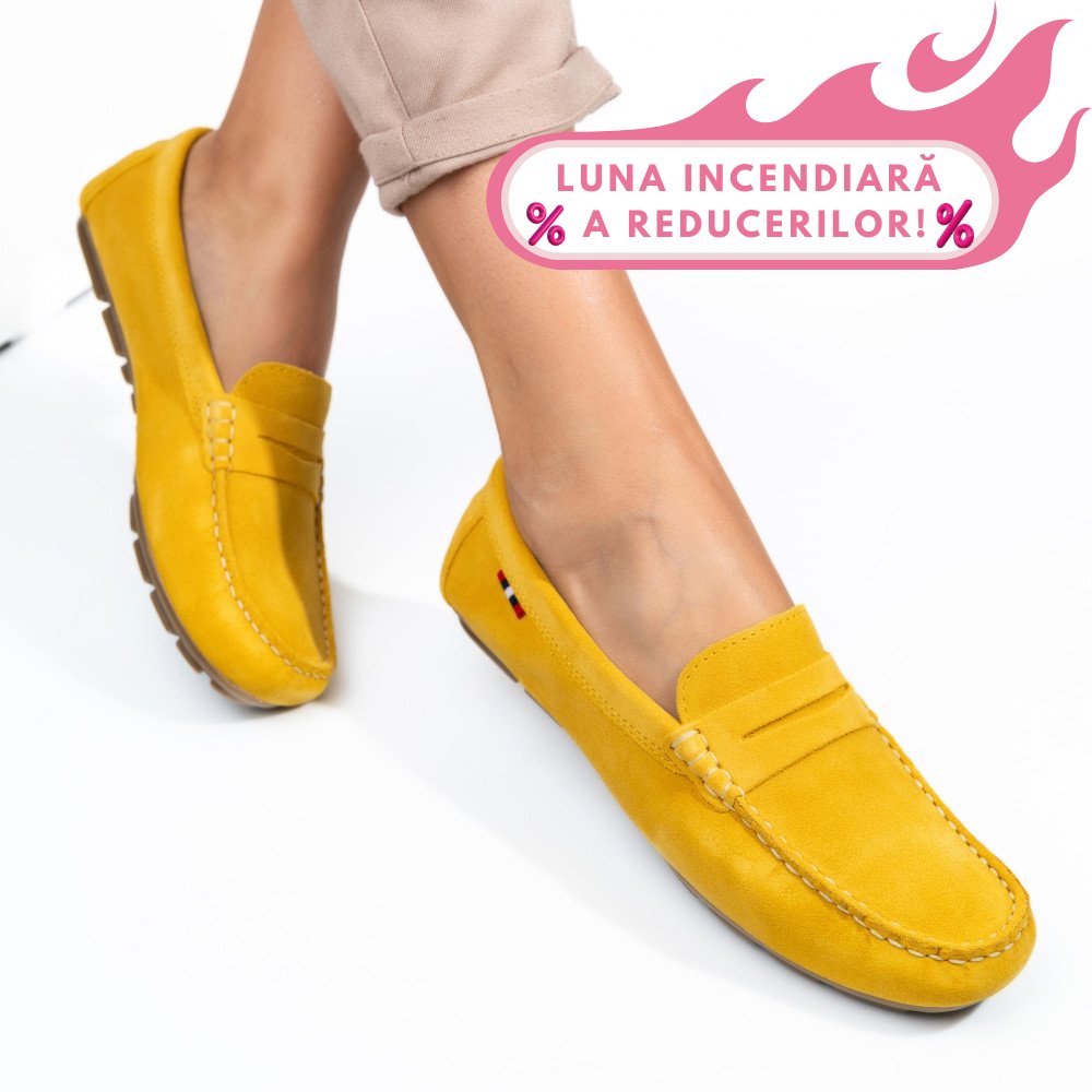 MOCASINI GALBENI PIELE NATURALA INTOARSA WM424R01