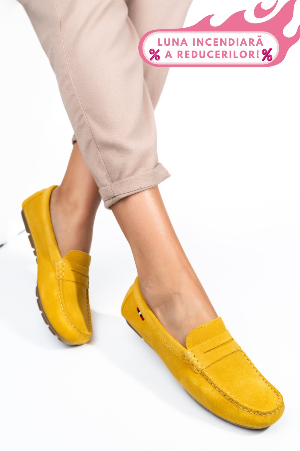 MOCASINI GALBENI PIELE NATURALA INTOARSA WM424R01