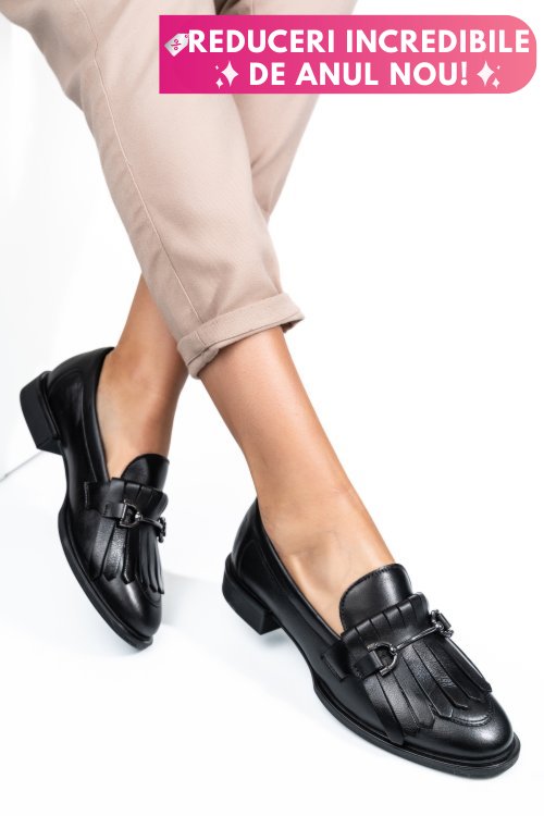 Mocasini negri piele naturala 4s7752