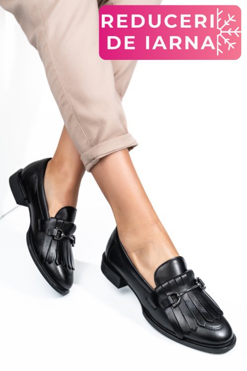 Mocasini negri piele naturala 4s7752