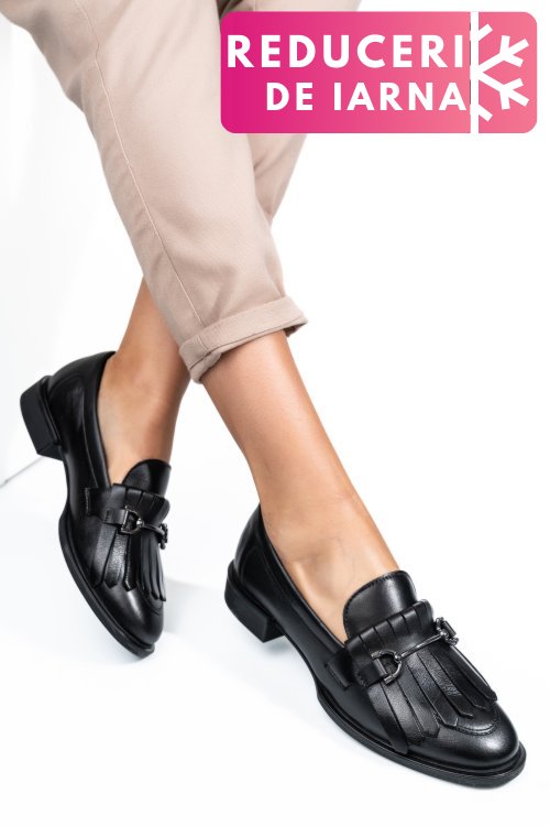 Mocasini negri piele naturala 4s7752