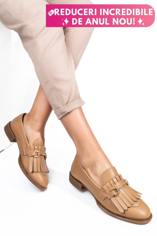 Mocasini bej piele naturala 4s7752
