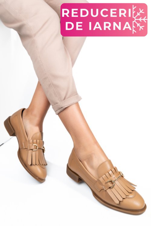Mocasini bej piele naturala 4s7752