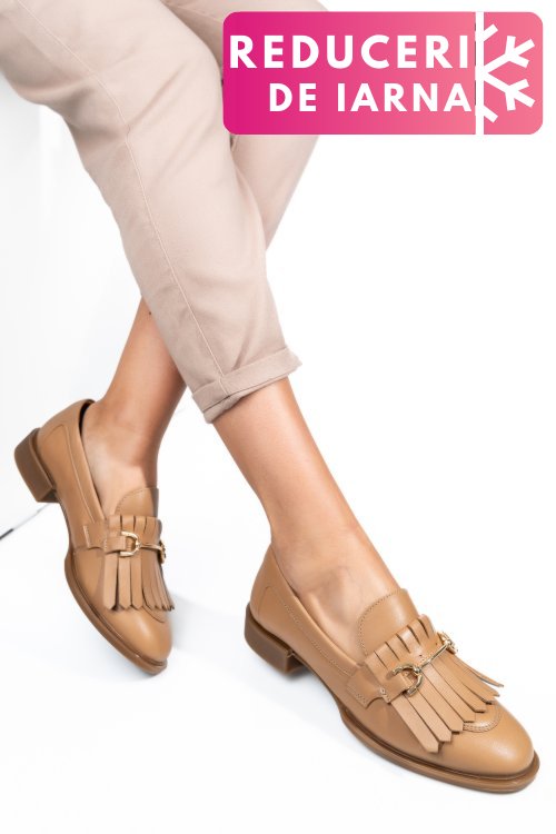 Mocasini bej piele naturala 4s7752