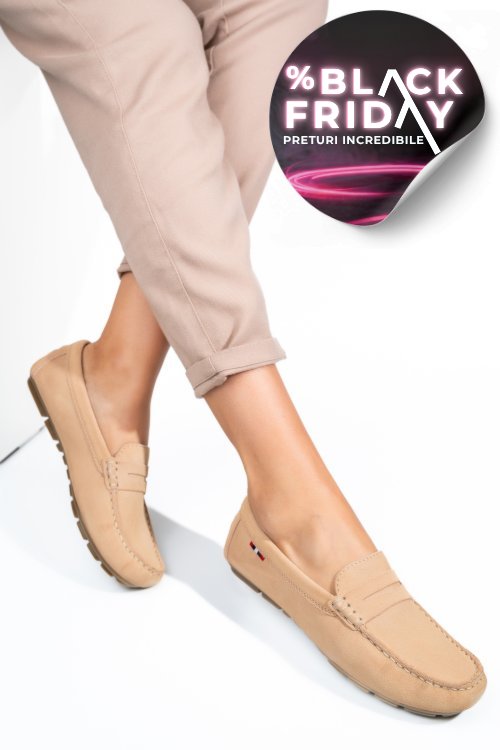 Mocasini camel piele naturala intoarsa wm424r01