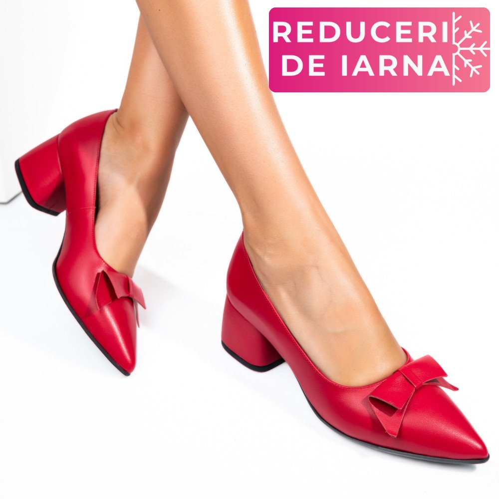 PANTOFI ROSII PIELE NATURALA 1PC455