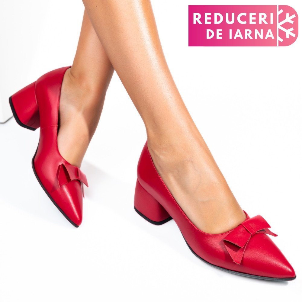 PANTOFI ROSII PIELE NATURALA 1PC455