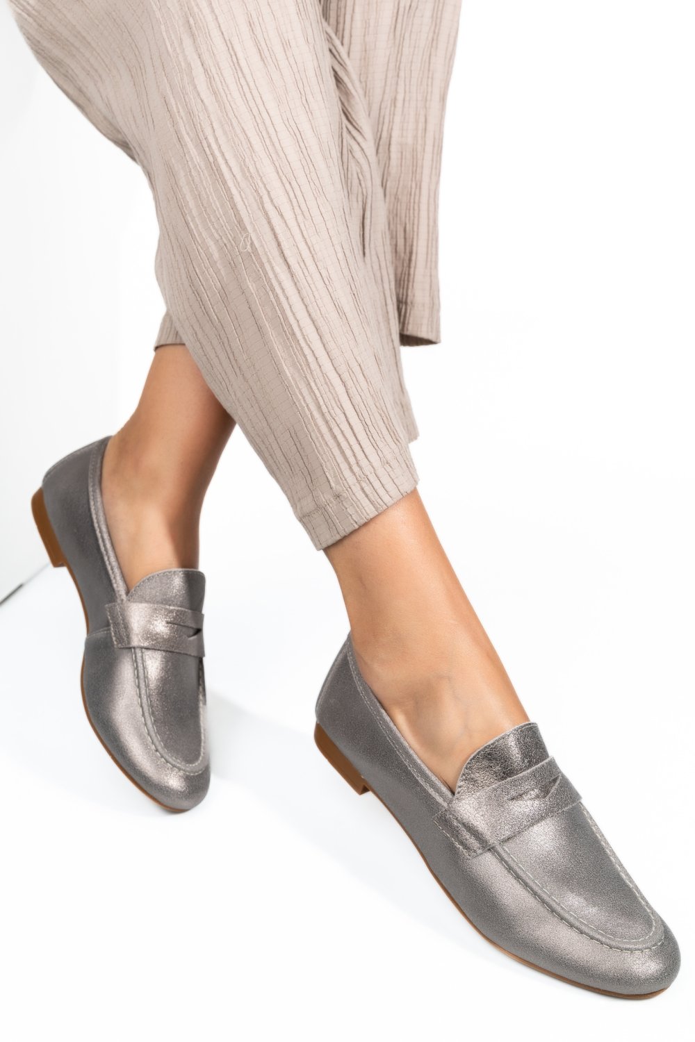 MOCASINI FEMEI PIELE NATURALA PEWTER WS-263R17