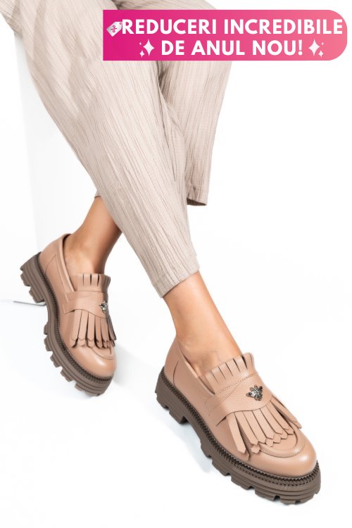 Mocasini dama piele naturala roz 3s7795