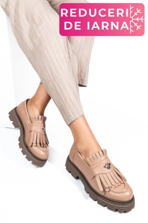 Mocasini dama piele naturala roz 3s7795