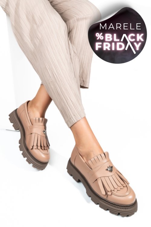 Mocasini dama piele naturala roz 3s7795