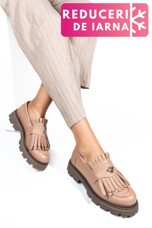 Mocasini dama piele naturala roz 3s7795