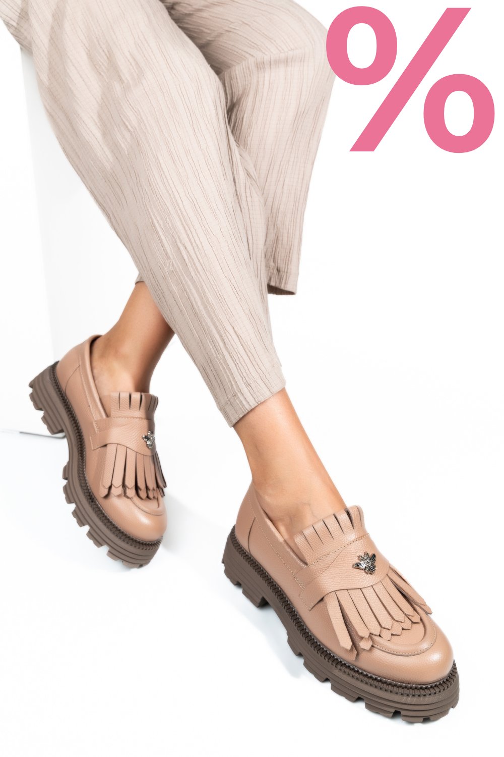 MOCASINI DAMA PIELE NATURALA ROZ 3S7795