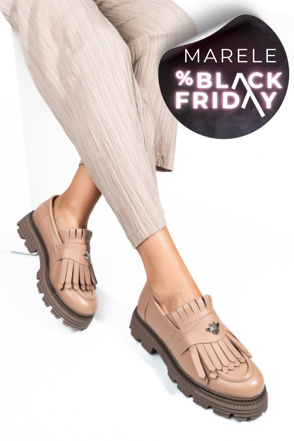 MOCASINI DAMA PIELE NATURALA ROZ 3S7795