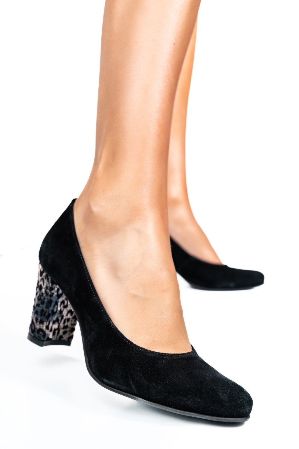 PANTOFI NEGRU BRONZ PIELE NATURALA INTOARSA LERA