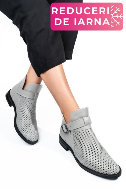 Ghete gri talpa neagra piele naturala 2pc21817np