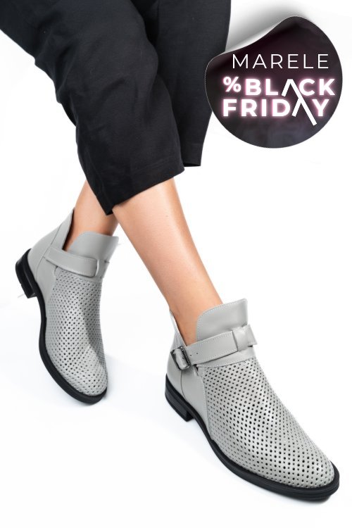 Ghete gri talpa neagra piele naturala 2pc21817np