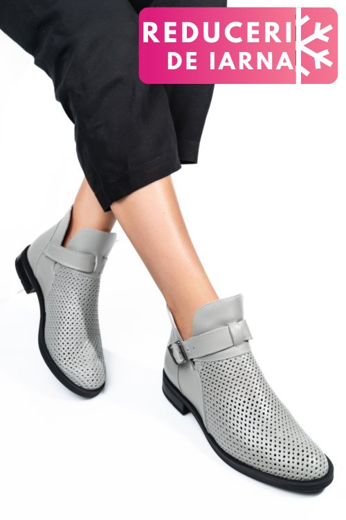 Ghete gri talpa neagra piele naturala 2pc21817np