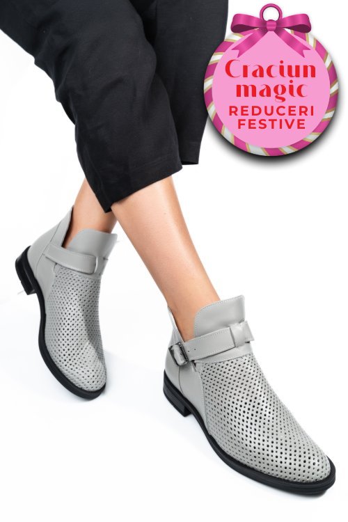 Ghete gri talpa neagra piele naturala 2pc21817np