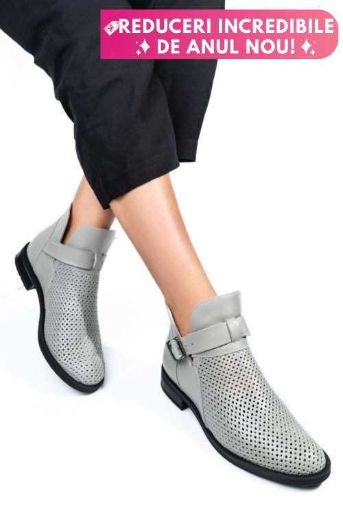 Ghete gri talpa neagra piele naturala 2pc21817np