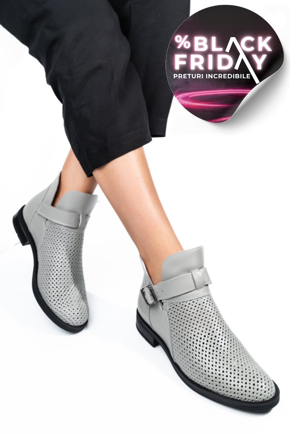 GHETE GRI TALPA NEAGRA PIELE NATURALA 2PC21817NP