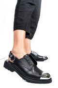 PANTOFI NEGRU AURIU PIELE NATURALA CLE102852