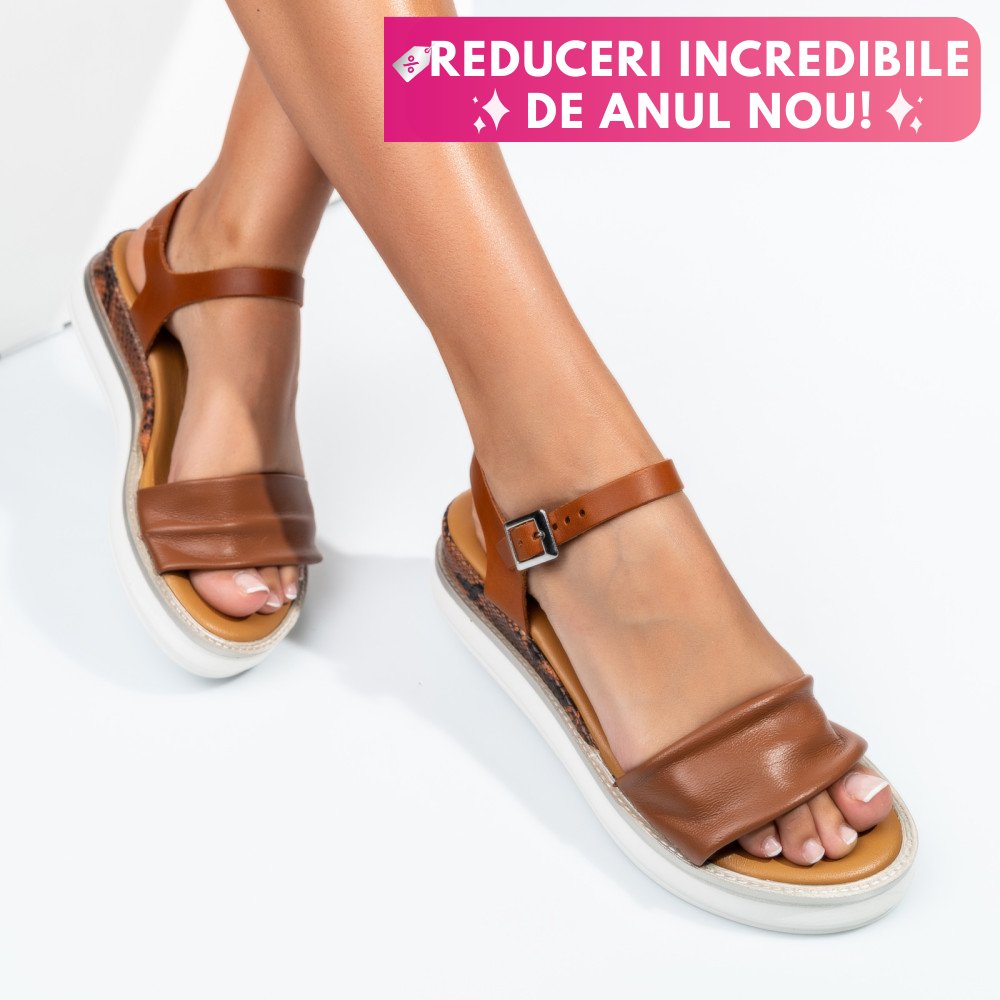 SANDALE MARO PIELE NATURALA MS77ERY