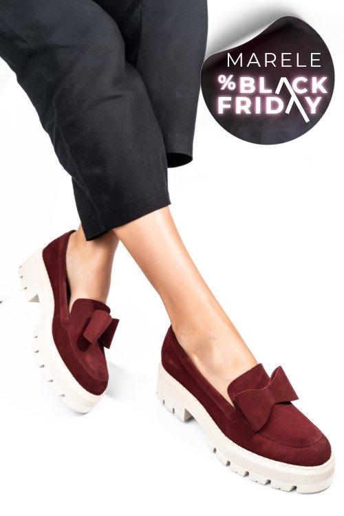 Mocasini visinii piele naturala intoarsa 2s77110b