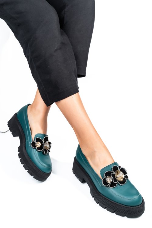 Mocasini verzi piele naturala 2s7723