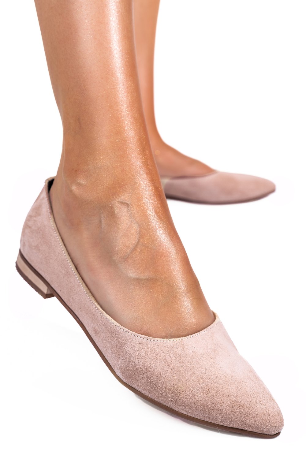 BALERINI ROZ PIELE NATURALA INTOARSA 3S7707