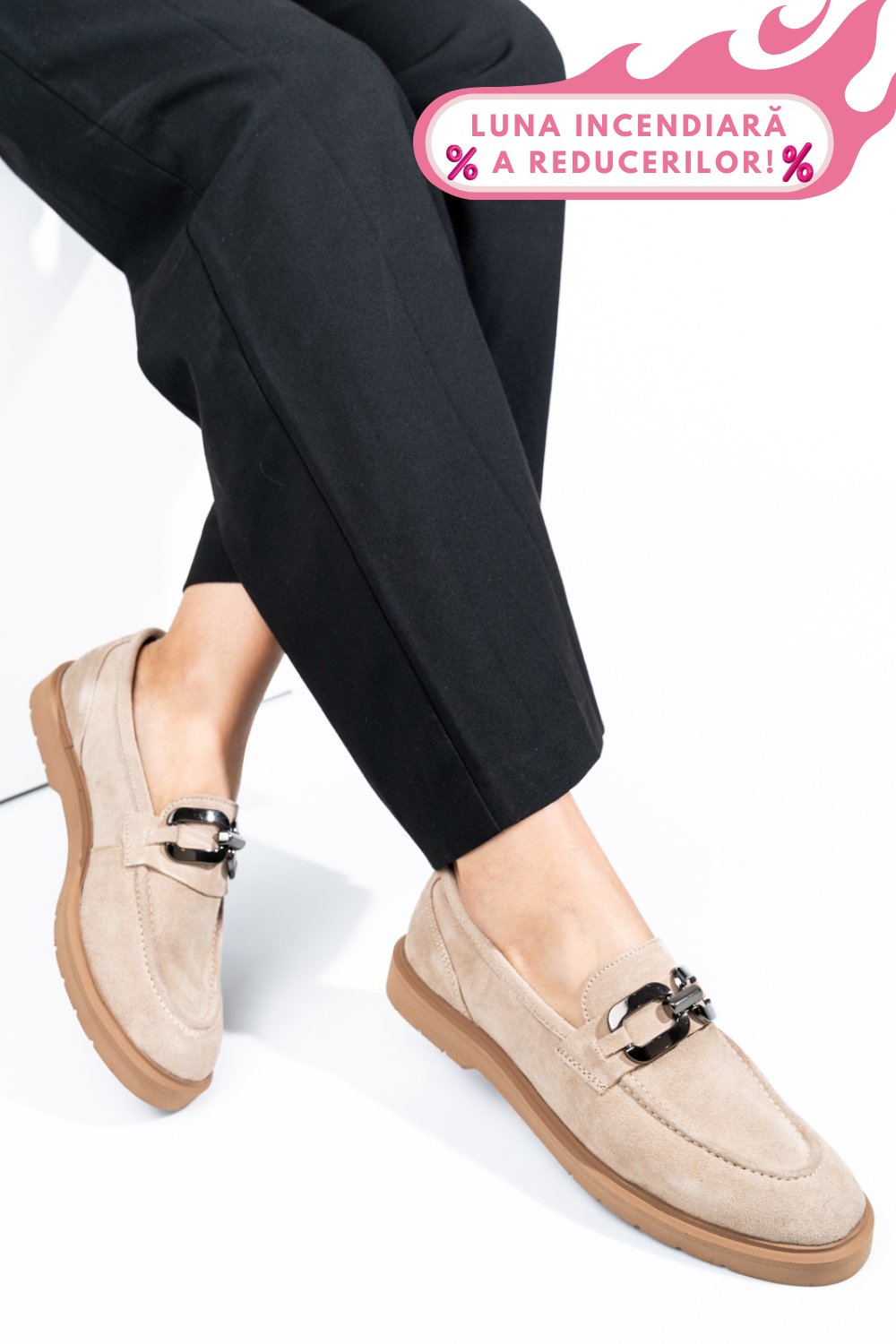 MOCASINI BEJ PIELE NATURALA INTOARSA 1S771205