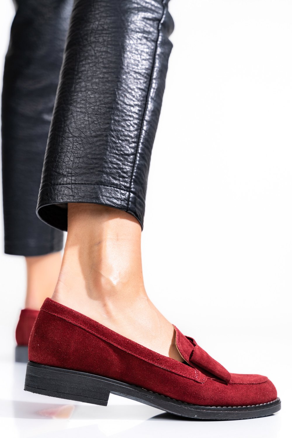 MOCASINI ROSII PIELE NATURALA INTOARSA 2S77110