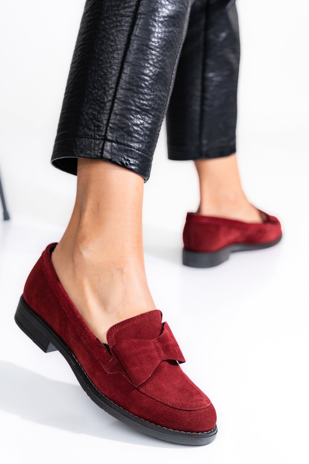 MOCASINI ROSII PIELE NATURALA INTOARSA 2S77110