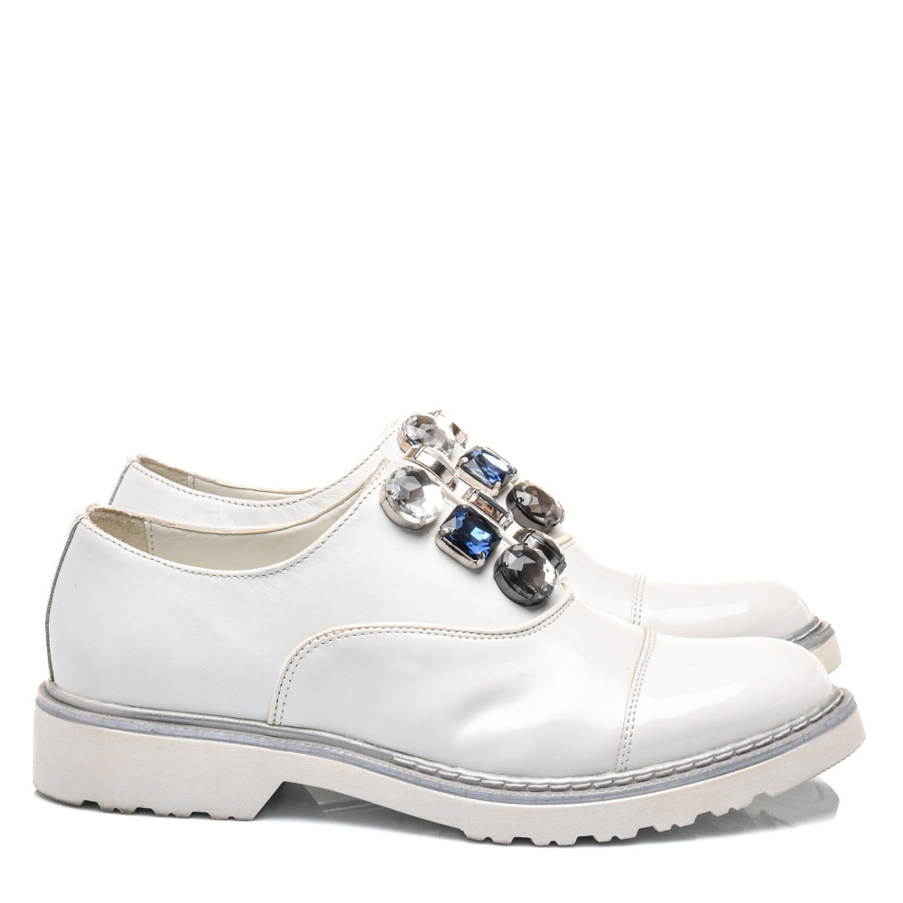 PANTOFI ALBI PIELE NATURALA CLE102411