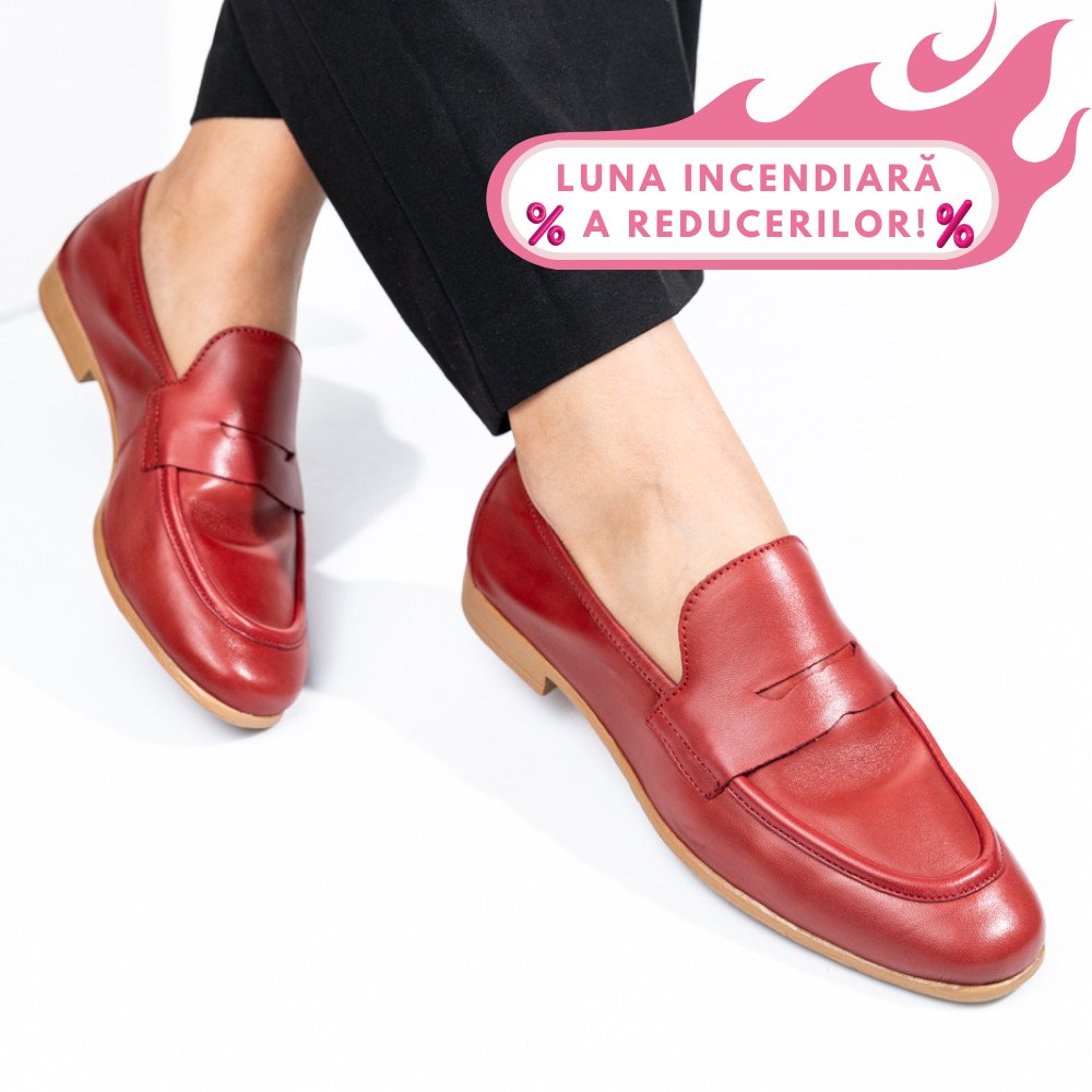 BALERINI ROSII PIELE NATURALA 1S77GET150