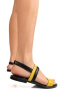 SANDALE GALBEN NEGRU PIELE NATURALA 611015FBLCY
