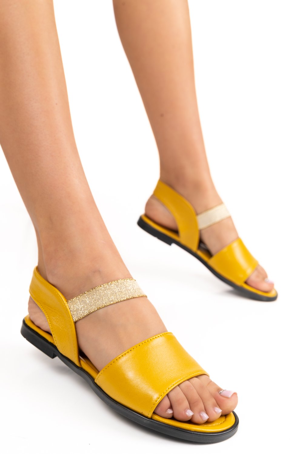 SANDALE GALBENE PIELE NATURALA 6SP64005FYL