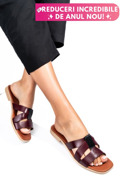 Papuci wine piele naturala 1sp05