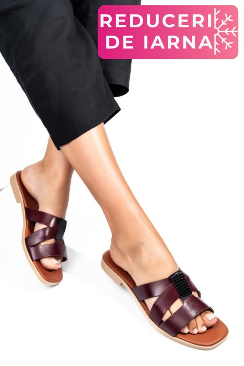 Papuci wine piele naturala 1sp05