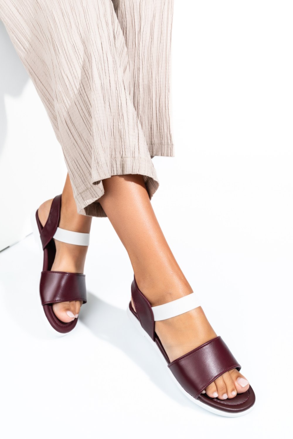 SANDALE BORDO PIELE NATURALA 6SP64005FBRDX