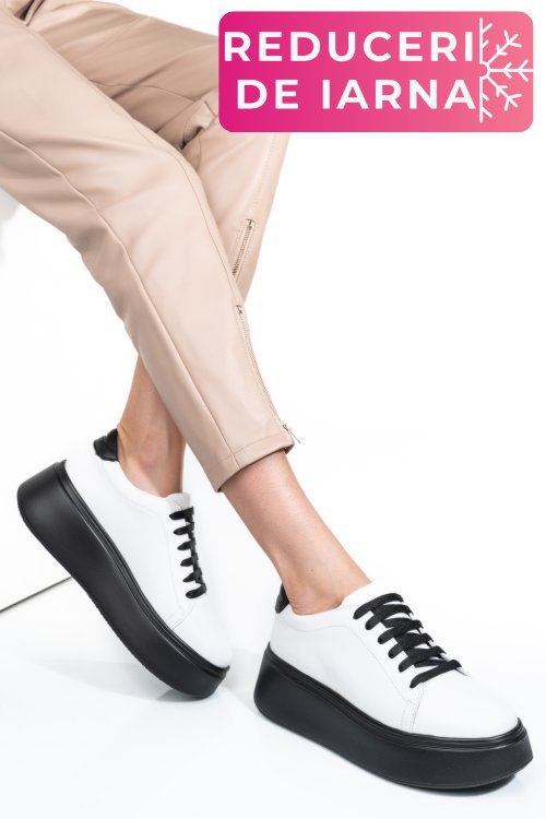 Pantofi albi piele naturala 2s7741610np