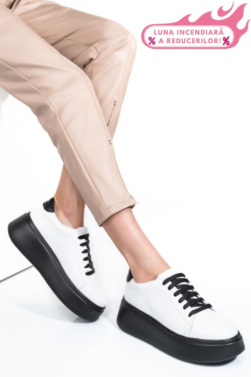 Pantofi albi piele naturala 2s7741610np