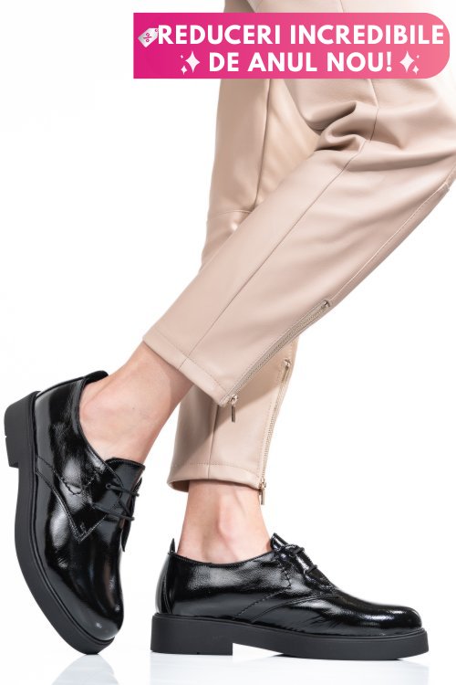 Pantofi negri piele naturala lacuita 2s7741603npk