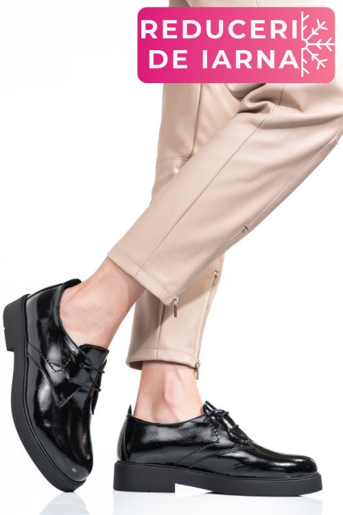 Pantofi negri piele naturala lacuita 2s7741603npk