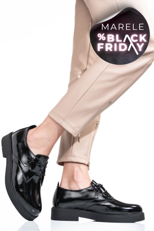 Pantofi negri piele naturala lacuita 2s7741603npk