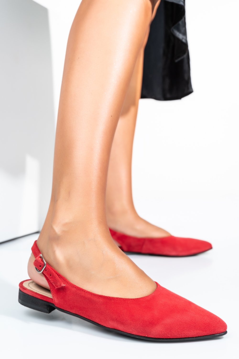 BALERINI ROSII PIELE NATURALA INTOARSA 3S7711