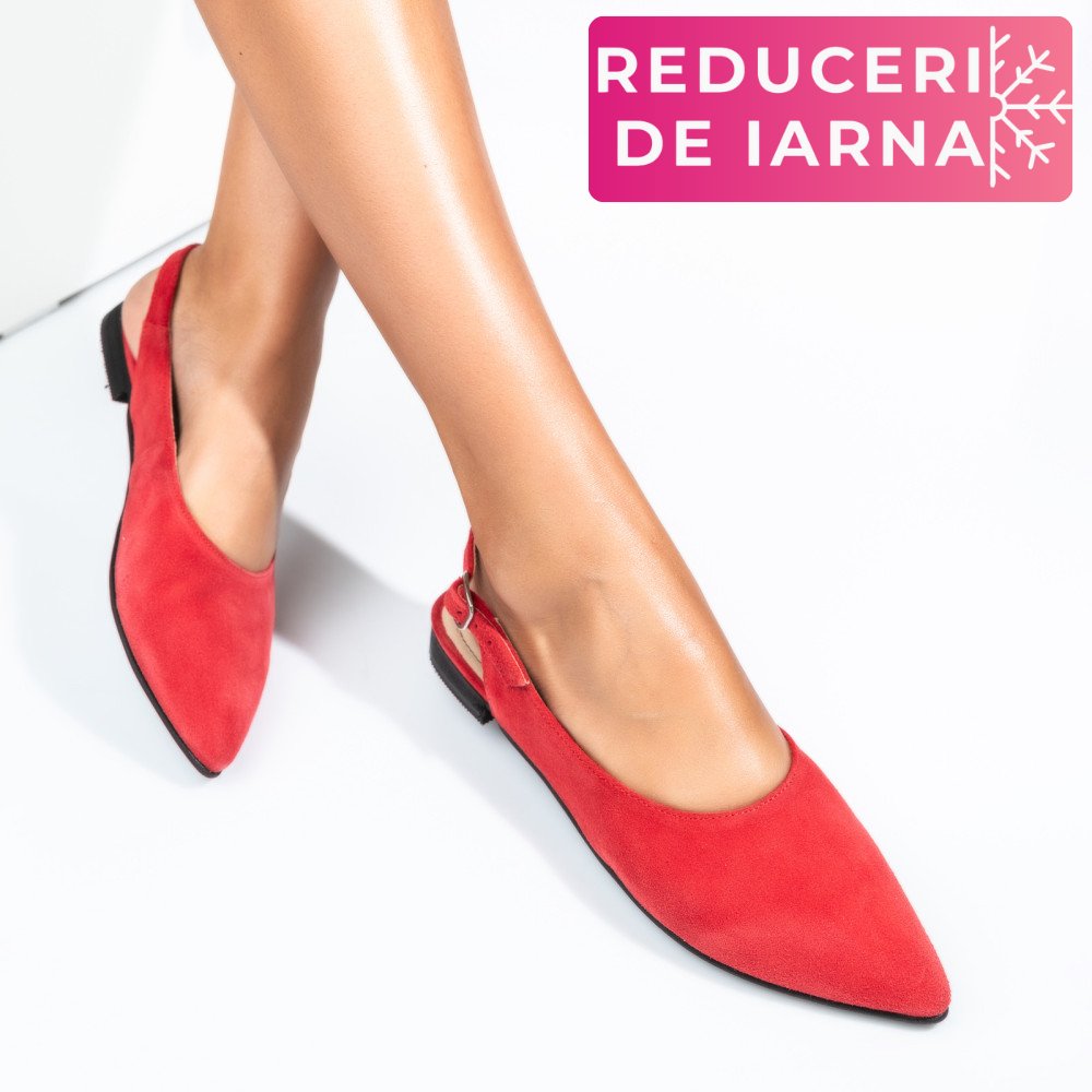 BALERINI ROSII PIELE NATURALA INTOARSA 3S7711